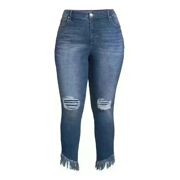 Sofia Vergara Jeans Rosa Size 28W High Rise Curvy Skinny ChaCha Ankle Fringe Hem - Picture 10 of 10